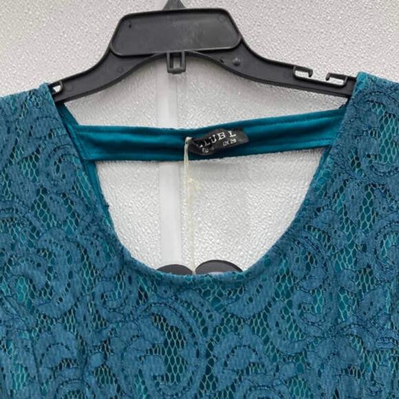 NWT Lace Maxi Dress Plus Size 28 Teal Green Short Sleeve Club L 374 - Picture 8 of 11